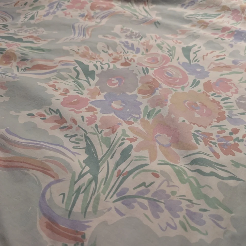 COLLIER CAMPBELL Duvet Cover Twin Floral Pastel Cotton Percale Vintage